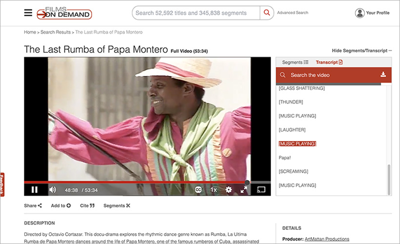 The Last Rumba of Papa Montero from World Cinema Collection from Films On Demand