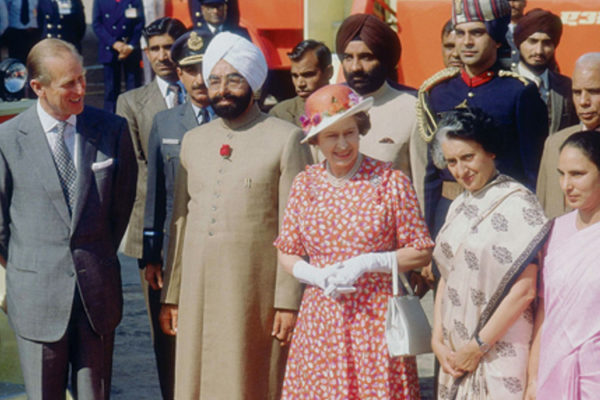 Prince Philip, Gyani Zail Singh, Queen Elizabeth II, and Indira Gandhi in New Delhi