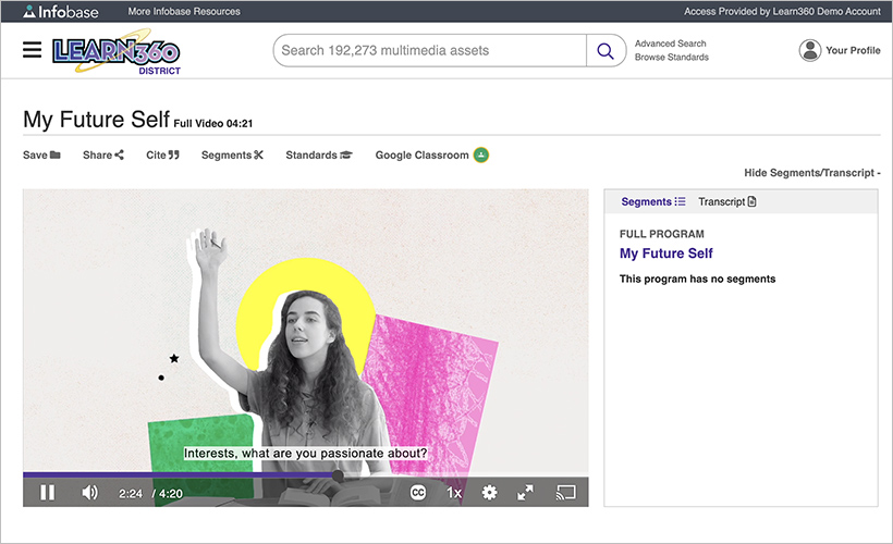 "My Future Self" video on Learn360