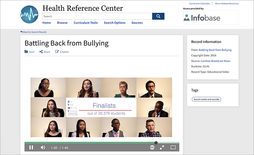 "Battling Back from Bullying" on Health Reference Center