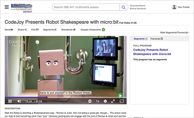 CodeJoy Presents Robot Shakespeare with micro:bit from Streamable Learning on Learn360