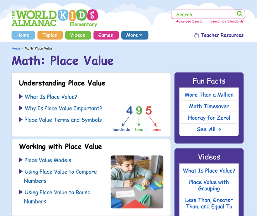 Math: Place Value in The World Almanac® for Kids Elementary