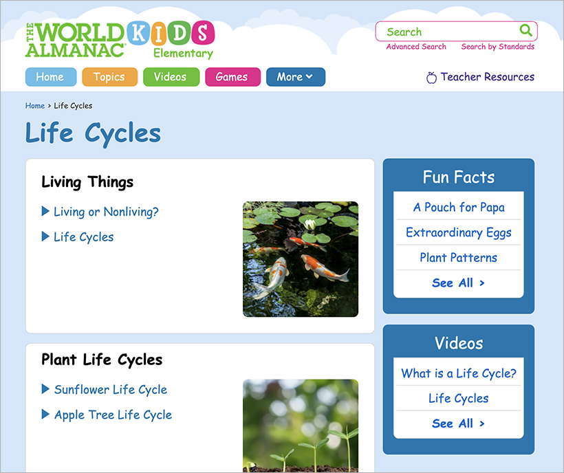 Life Cycles in The World Almanac® for Kids Elementary