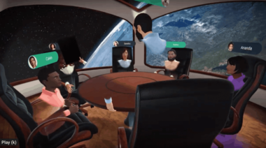 A virtual reality (VR) meeting