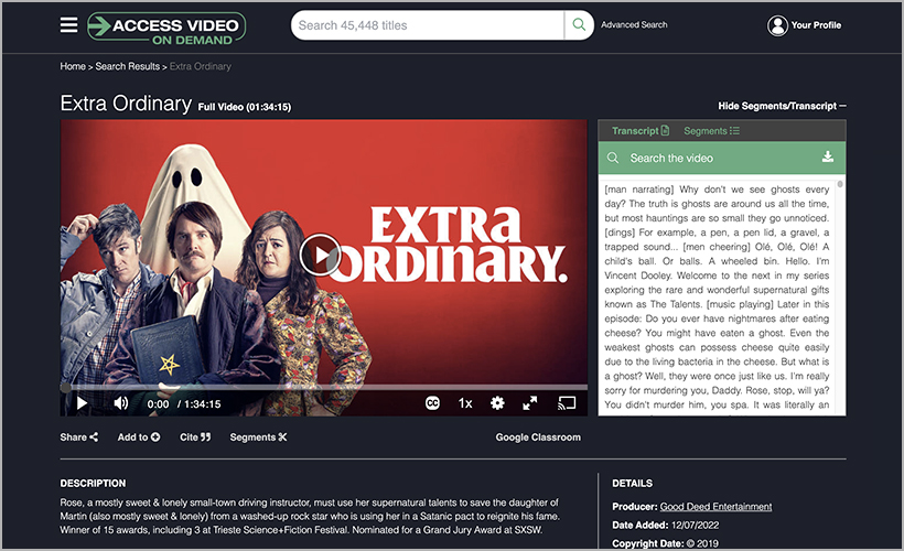 "Extra Ordinary," available from Access Video On Demand
