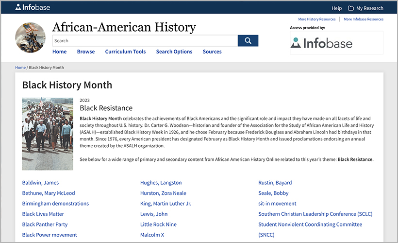 African-American History's Black History Month section