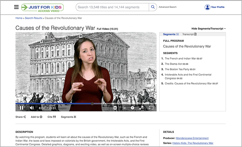 "Causes of the Revolutionary War," available from Just for Kids
