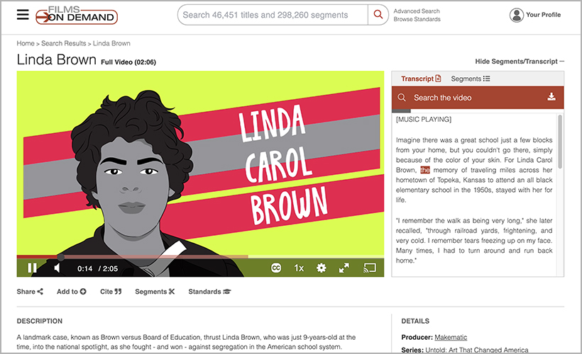 "Linda Brown," available on Films On Demand