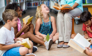 Children participating in a fun library program