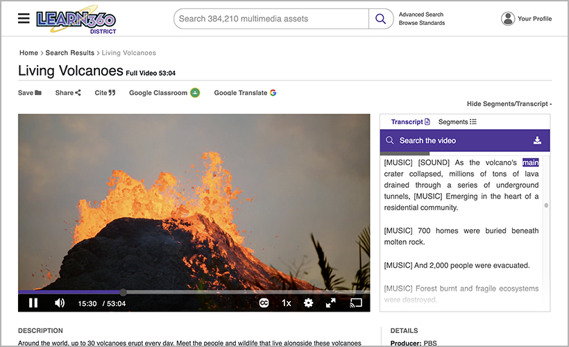 "Living Volcanoes," available on Learn360