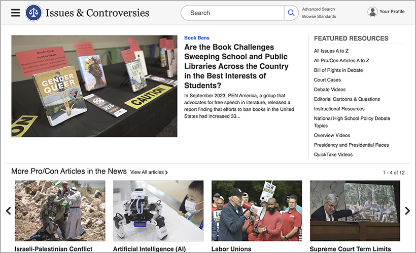 Issues & Controversies homepage