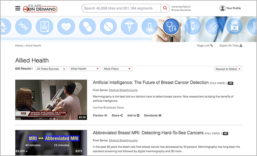Films On Demand's Allied Health Collection