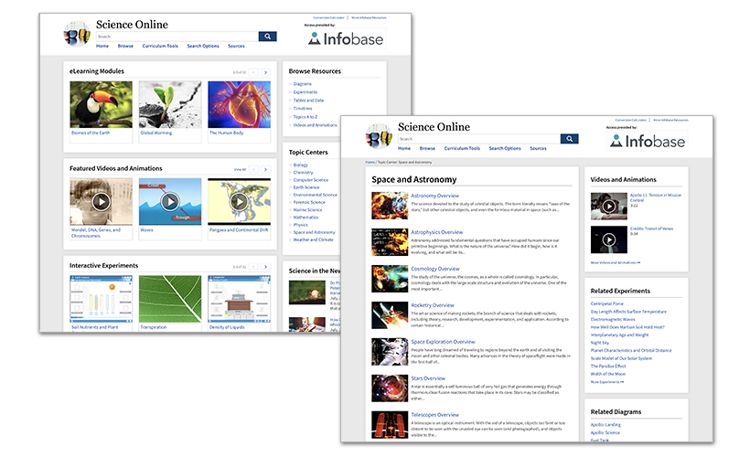 Science Online's homepage and Space and Astronomy Topic Center