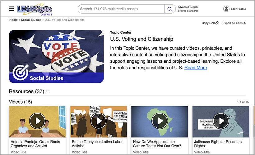 Learn360's U.S. Voting and Citizenship Topic Center