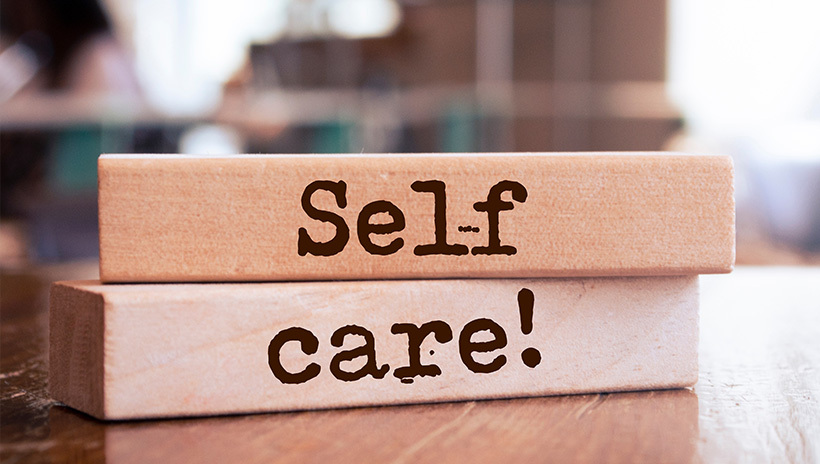 "Self care" on wooden blocks