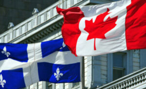 Canadian flag and flag of Quebec