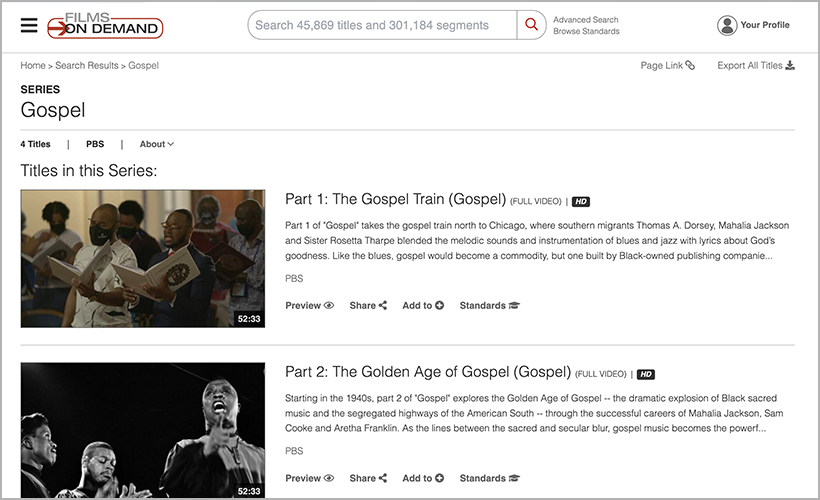 "Gospel," available in the U.S. and Canada on Films On Demand