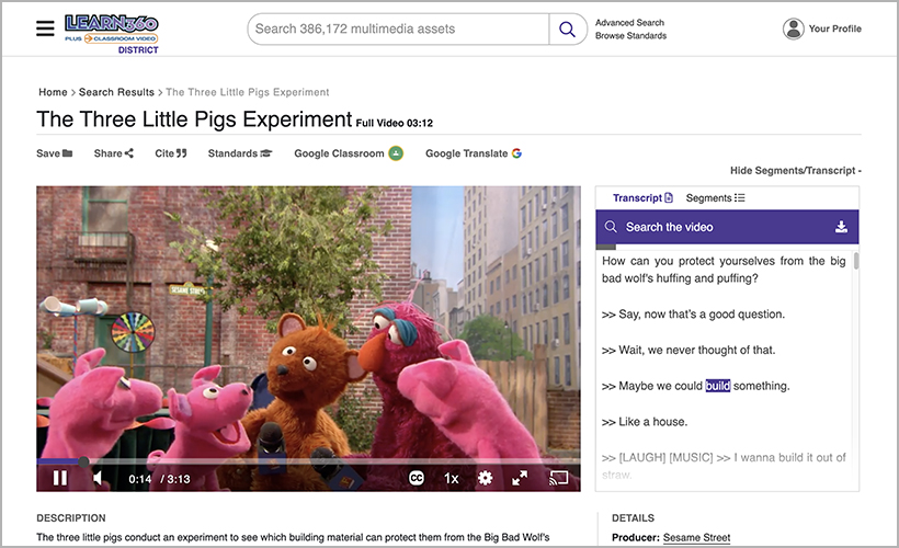 "The Three Little Pigs Experiment," available from Learn360