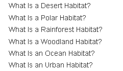 list of different habitats from "Habitats" from Makematic, available on Learn360