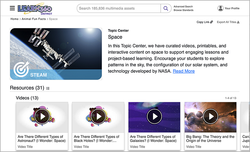 Learn360's Space Topic Center