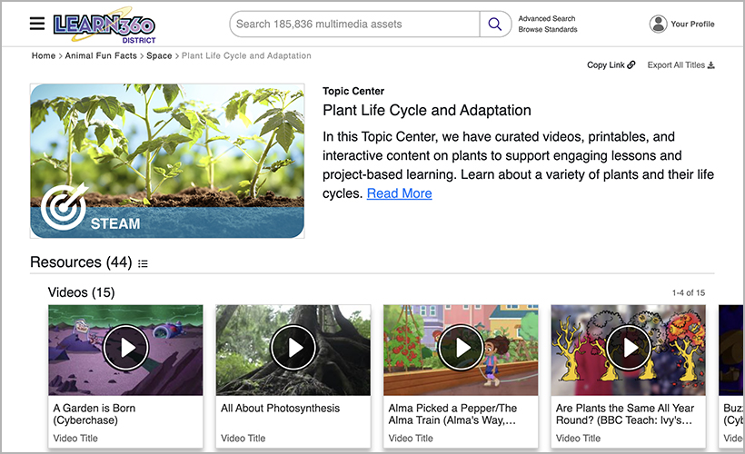 Learn360's Plant Life Cycle and Adaptation Topic Center