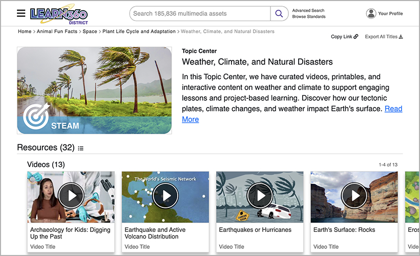 Learn360's Weather, Climate, and Natural Disasters Topic Center