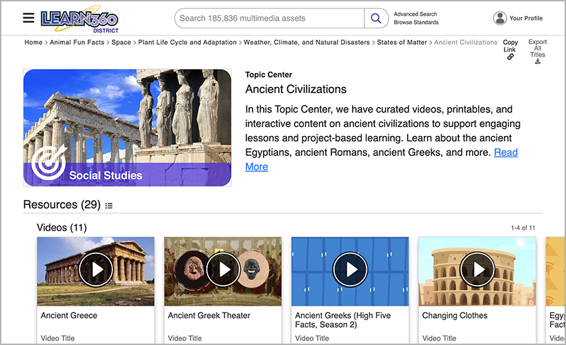 Learn360's Ancient Civilizations Topic Center