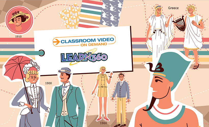Historic fashions with dates, representing the new Makematic DK Timelines on Learn360 and Classroom Video On Demand