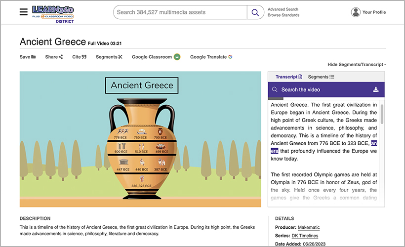 Ancient Greece from the DK Timelines series on Learn360