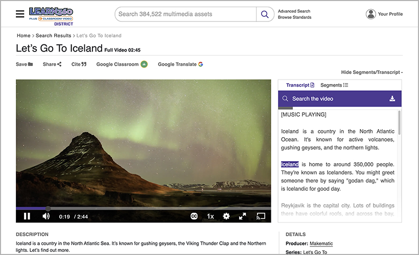 "Let's Go to Iceland," available via Learn360