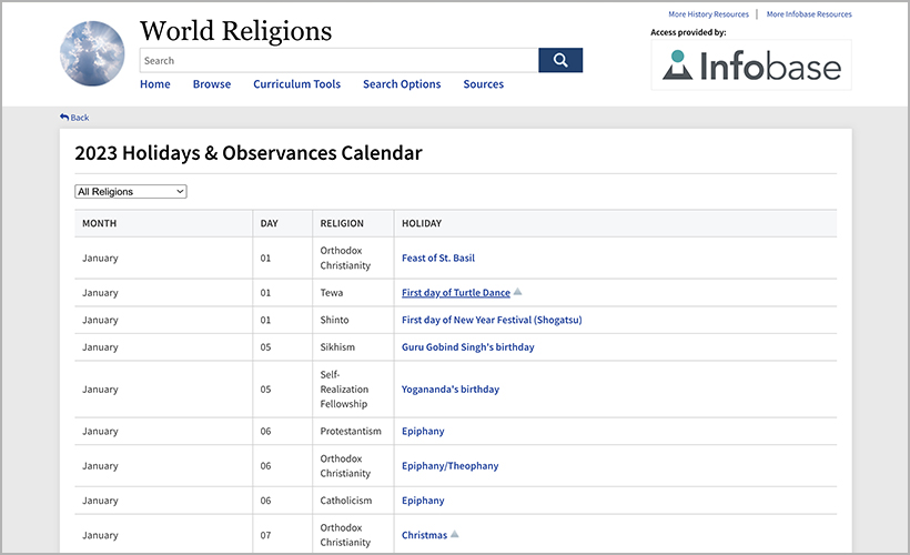 The 2023 Holidays & Observances Calendar from World Religions