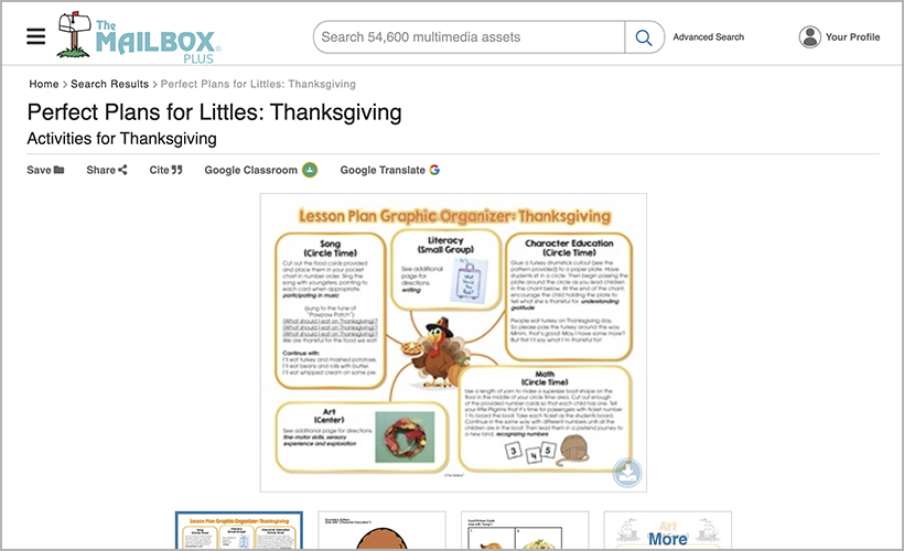 "Perfect Plans for Littles: Thanksgiving" from The Mailbox Plus