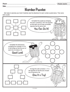 "Number Puzzles" Mailbox® activity sheet