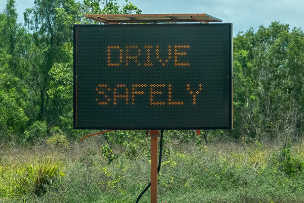 "Drive Safely" sign for National Safety Month