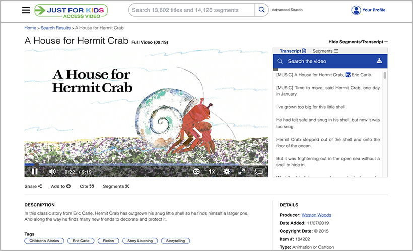 "A House for Hermit Crab," available on Just for Kids