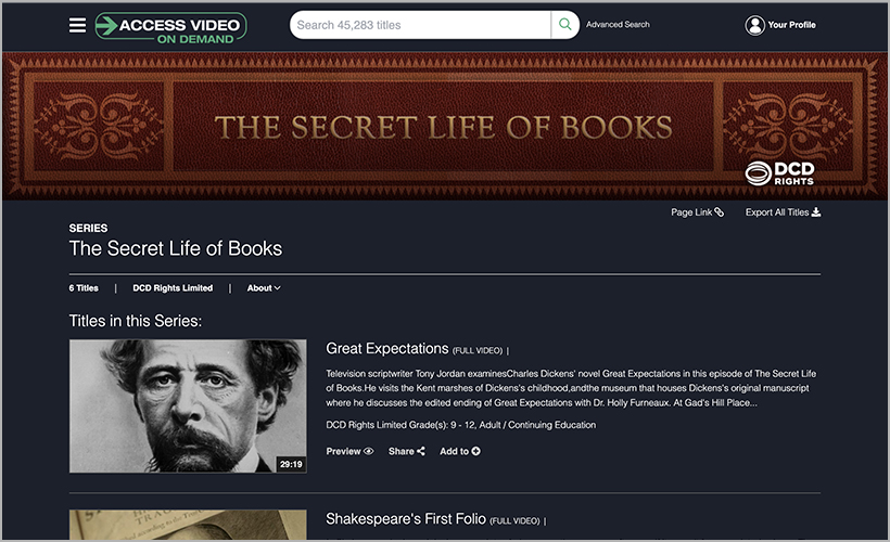 "The Secret Life of Books," available on Access Video On Demand