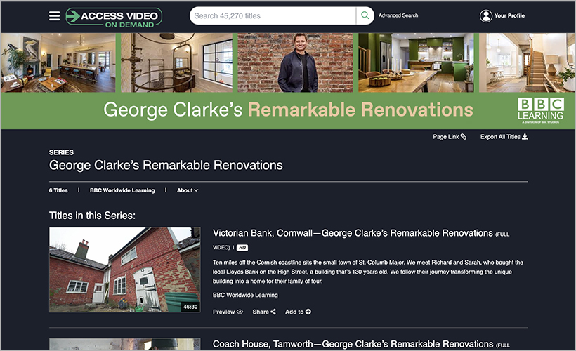 George Clarke's Remarkable Renovations, available on Access Video On Demand