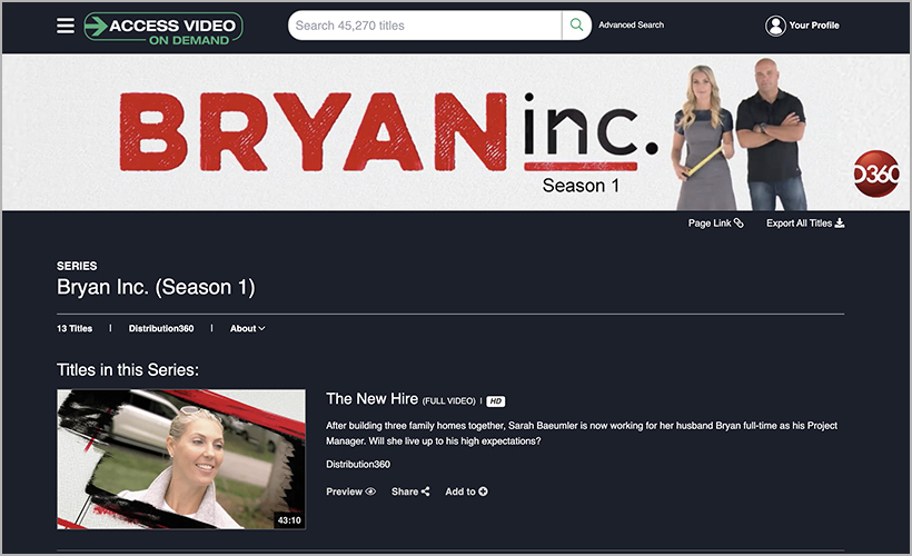 Bryan Inc., available on Access Video On Demand