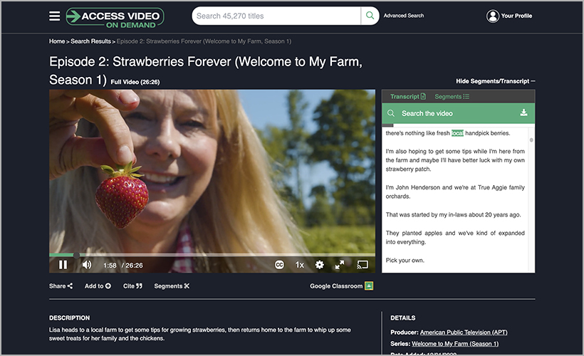 Welcome to My Farm, available on Access Video On Demand