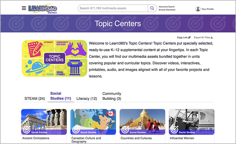 Learn360's Topic Centers