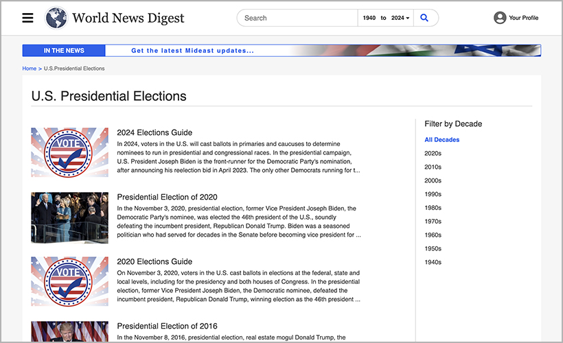 World News Digest's U.S. Presidential Elections