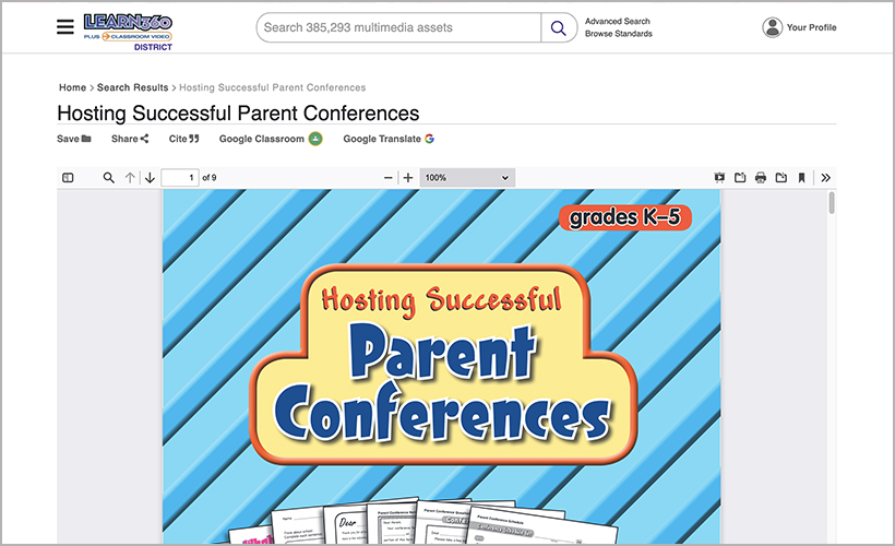 "Hosting Successful Parent Conferences" on Learn360