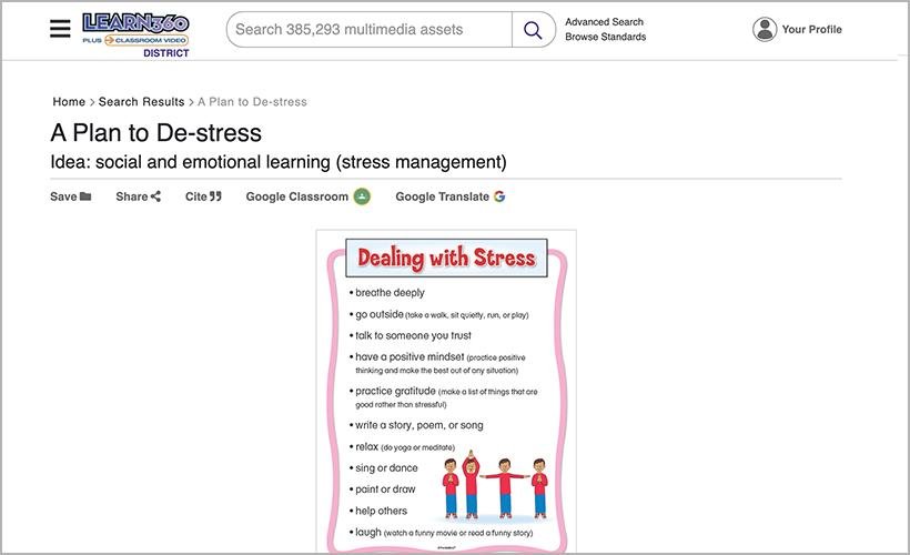 "A Plan to De-stress" on Learn360