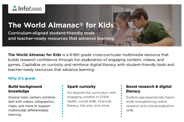 The World Almanac for Kids Product Fact Sheet