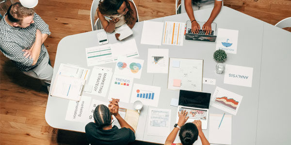 People working around a table