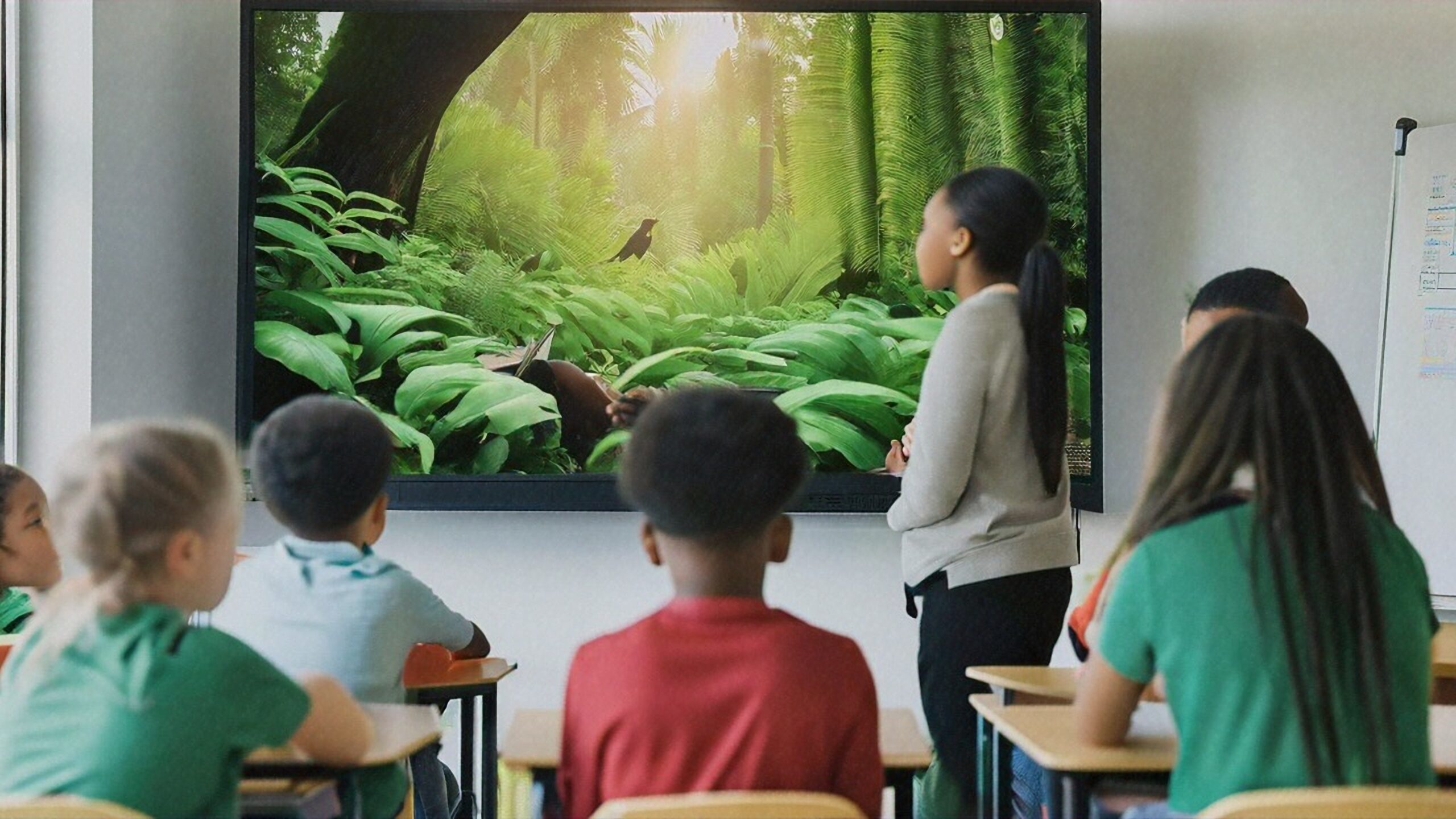 Photo of students watching a nature video